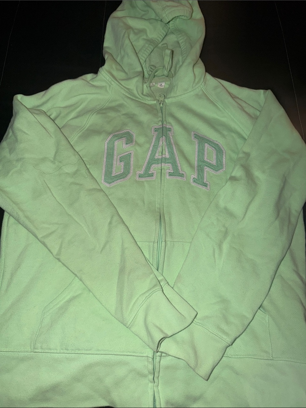 GAP Light Mint Green Full-Zip Hoodie with Embroidered Logo - Picture 3 of 4